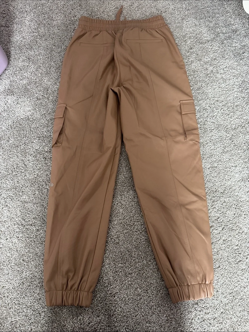 Alo brown leather joggers